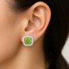 Alternative view of Raika Green Crystal Square Earrings